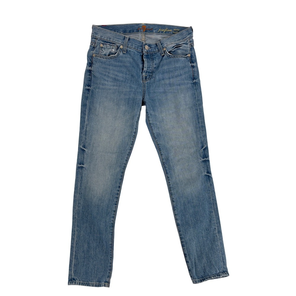 7 For All Mankind Josefina Skinny Boyfriend Jeans Light Wash Blue Size 26 USA